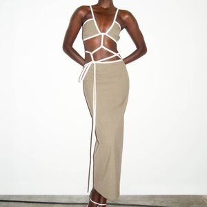 Christopher Esber Khaki Cut Out Maxi Dress